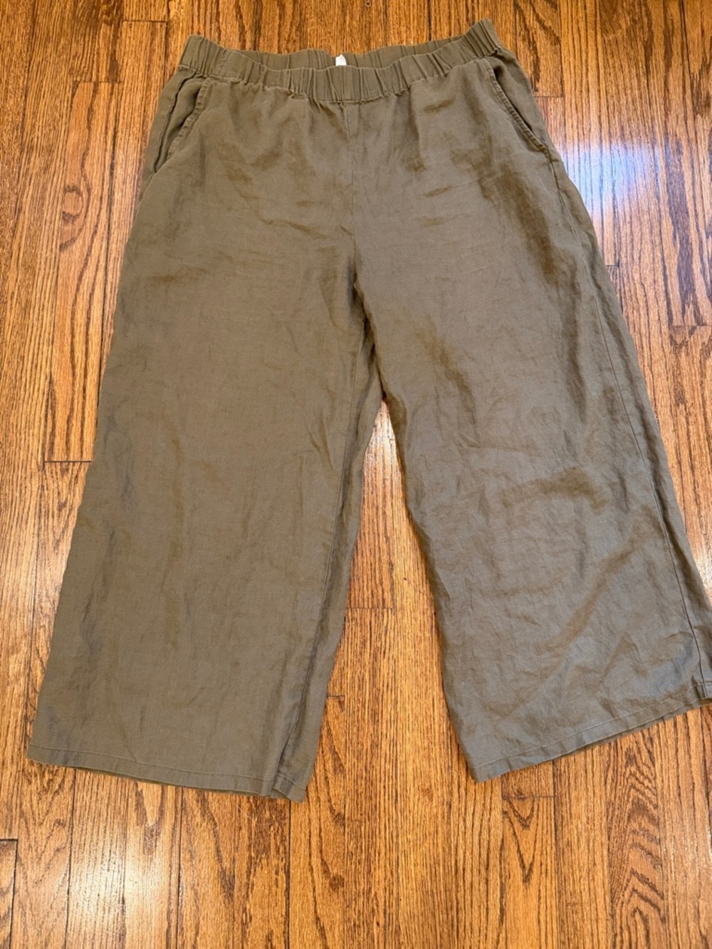 Eileen Fisher Cropped Wide Leg Pants Organic Linen - Picture 2 of 11